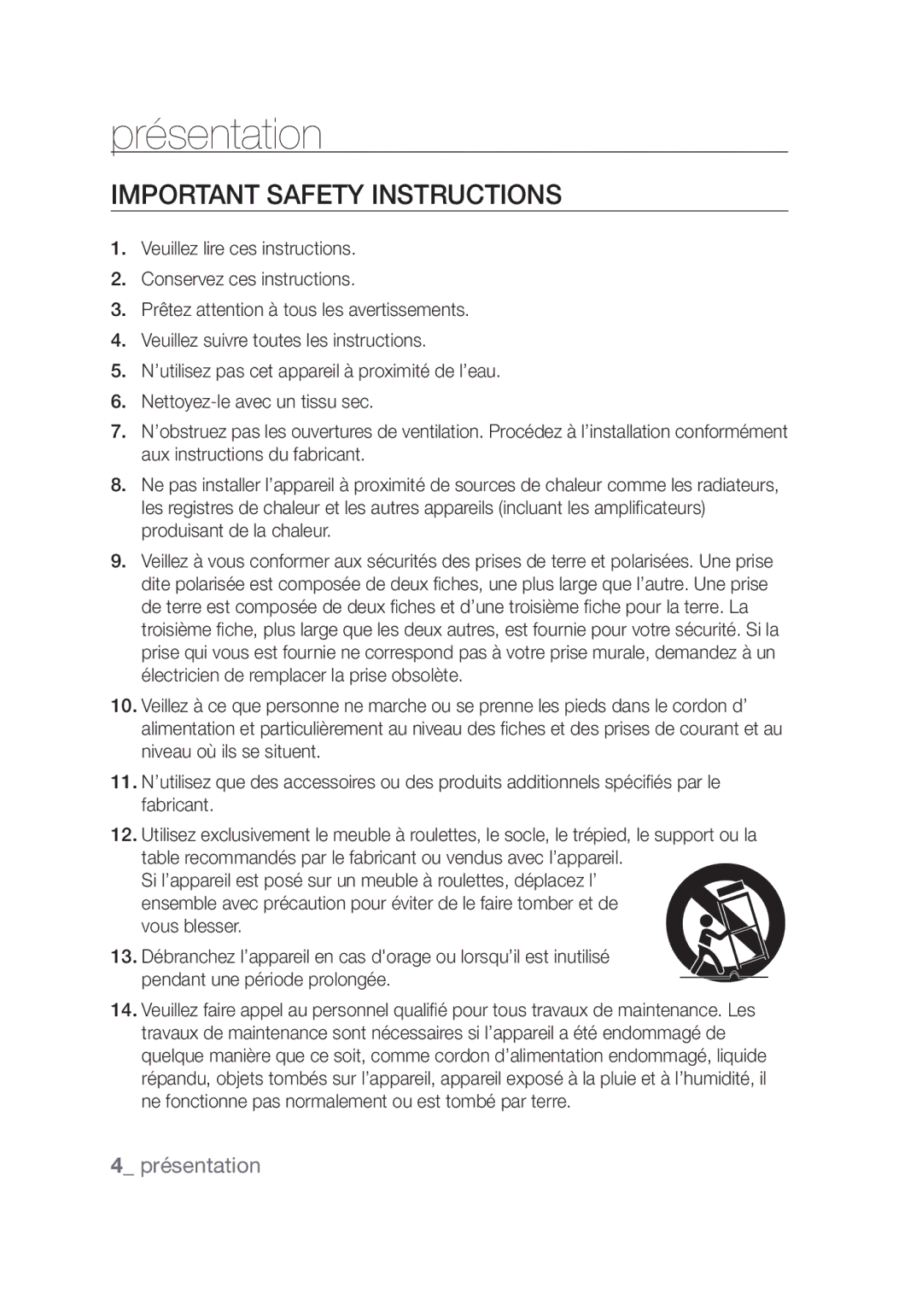 Samsung SCC-C4253P, SCC-C4355P manual Important safety instructions 