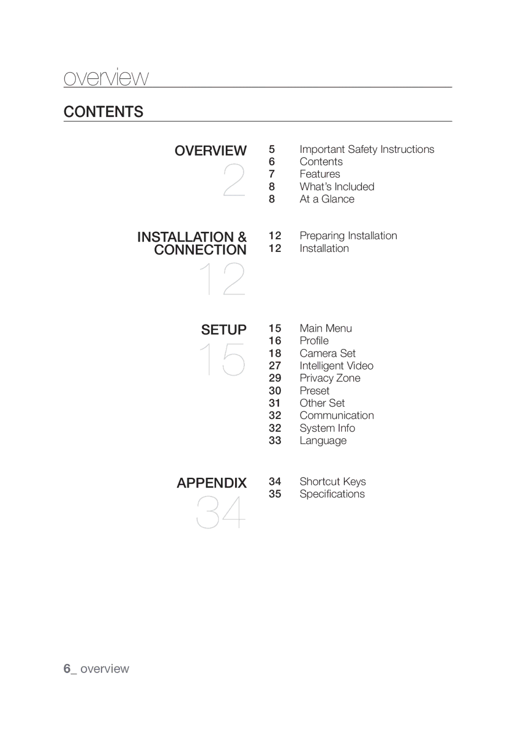 Samsung SCC-C4355P, SCC-C4253P manual Contents 