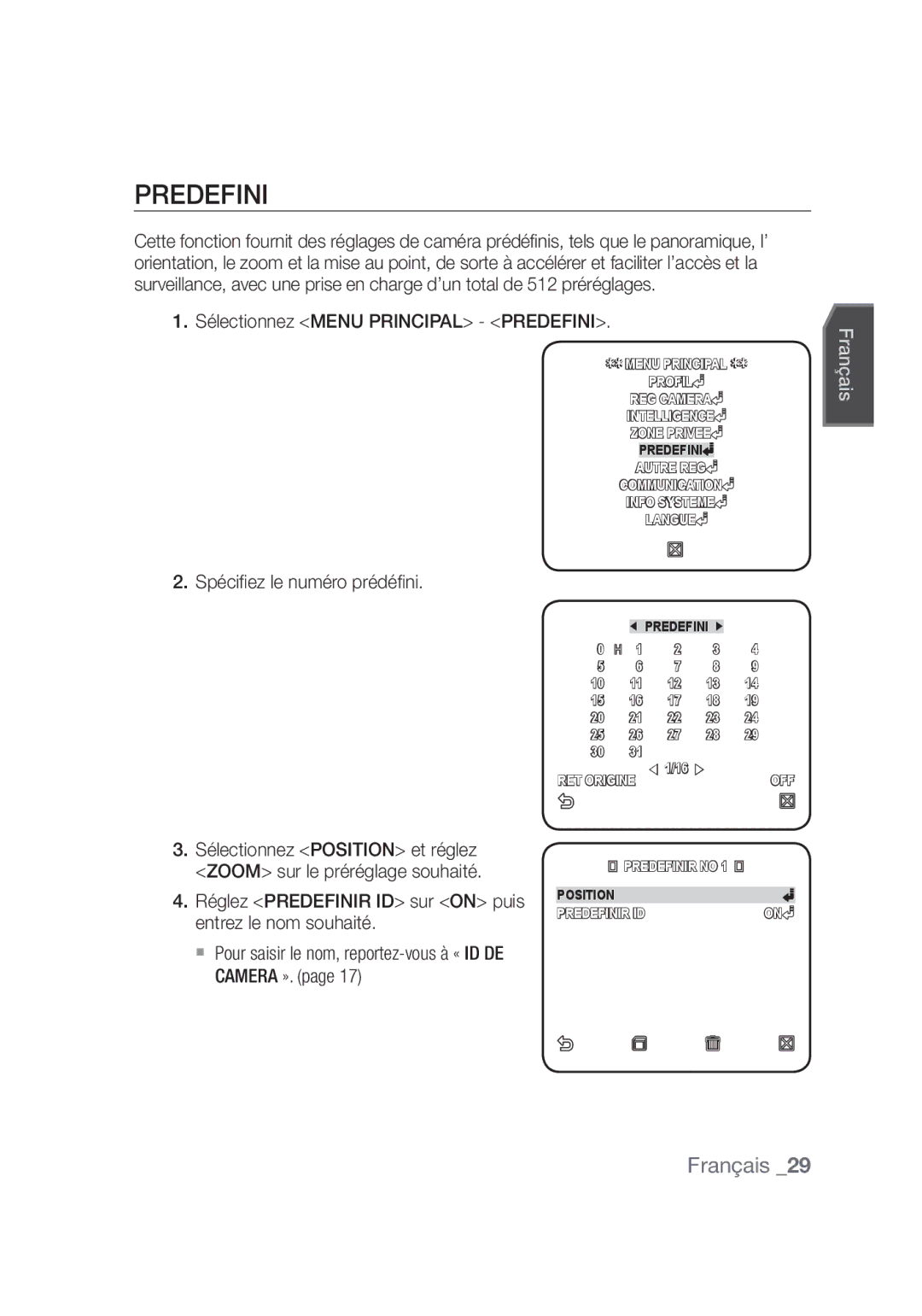 Samsung SCC-C4355P, SCC-C4253P manual Predefini 