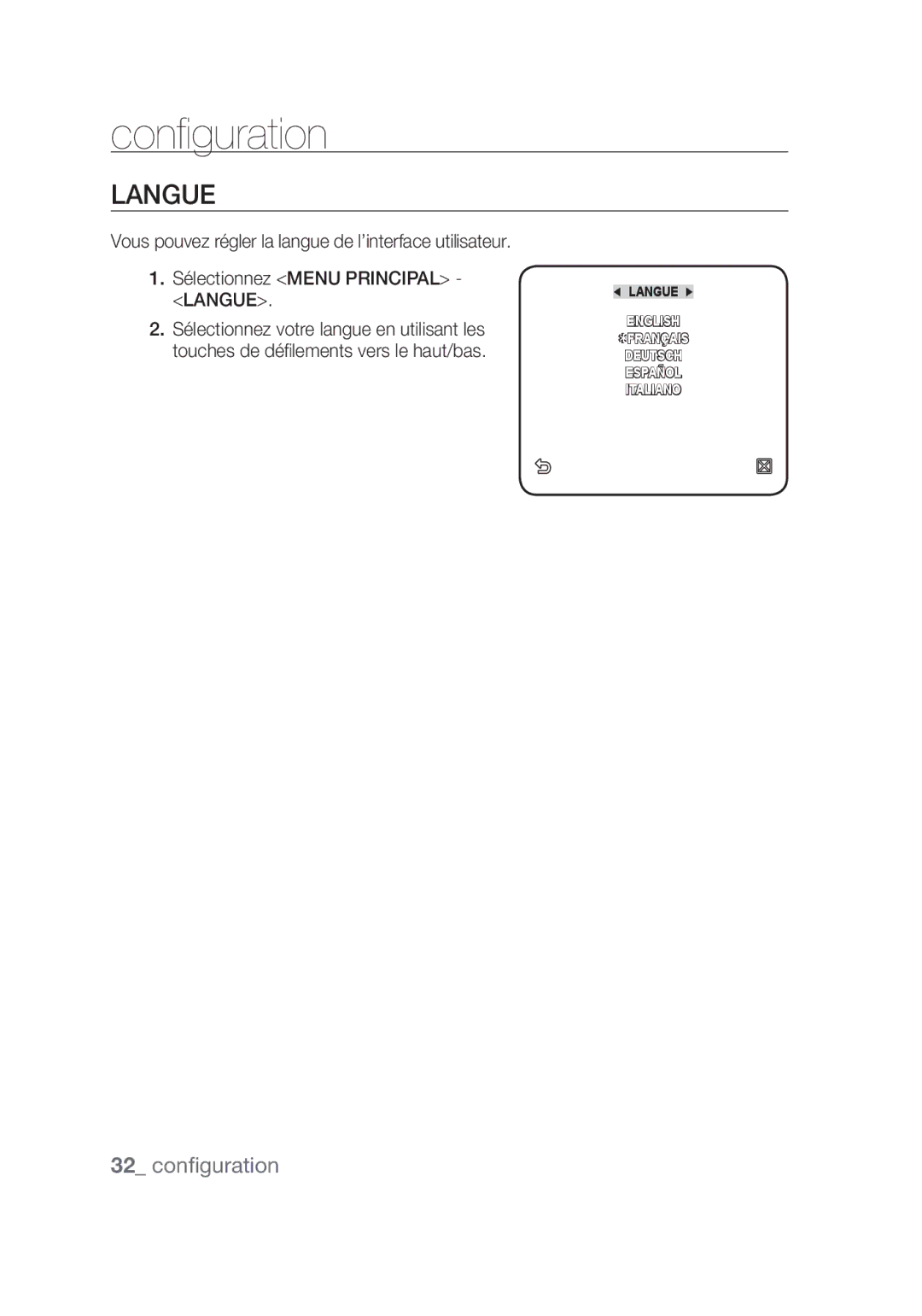 Samsung SCC-C4253P, SCC-C4355P manual Langue 