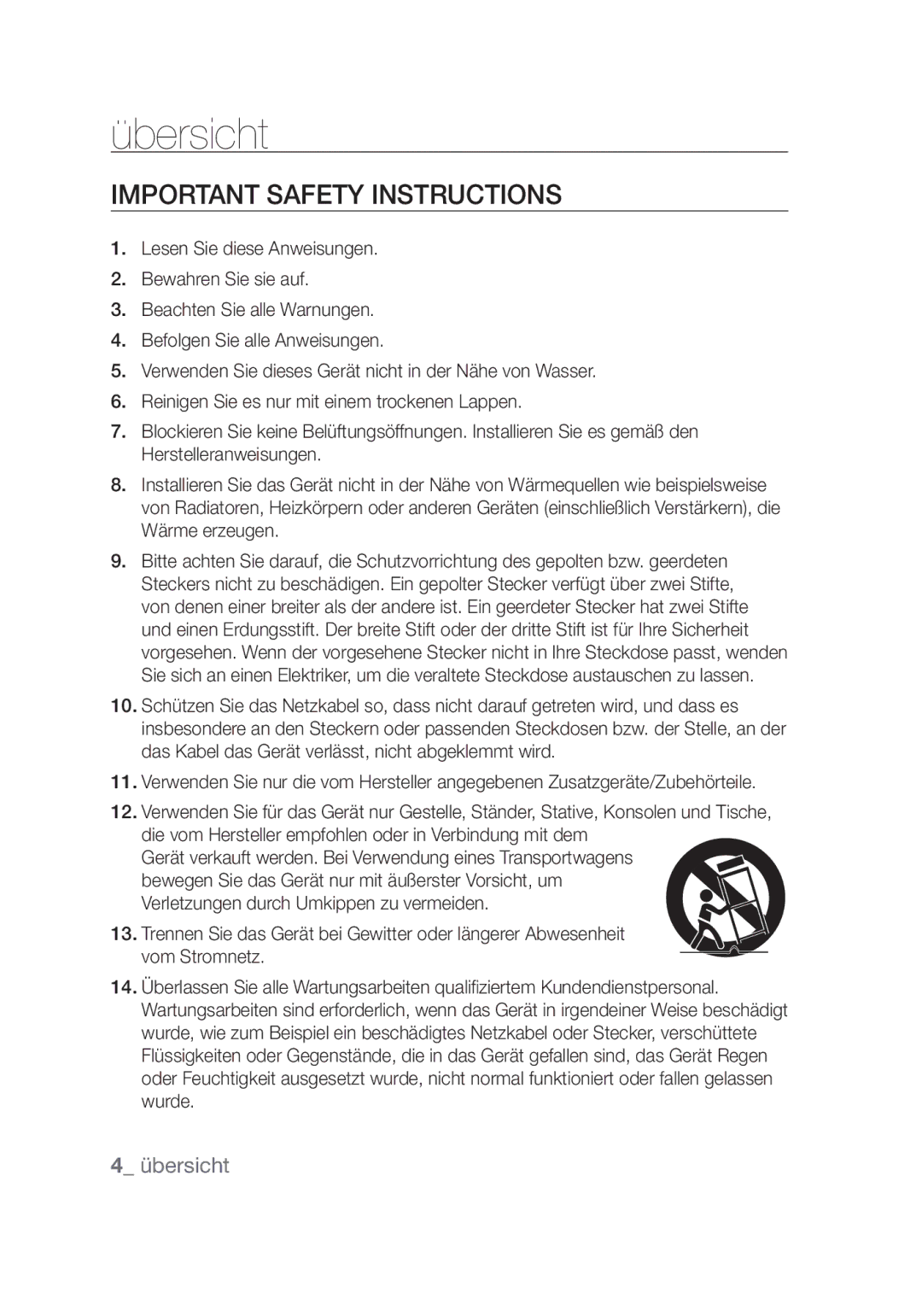 Samsung SCC-C4253P, SCC-C4355P manual Important safety instructions 