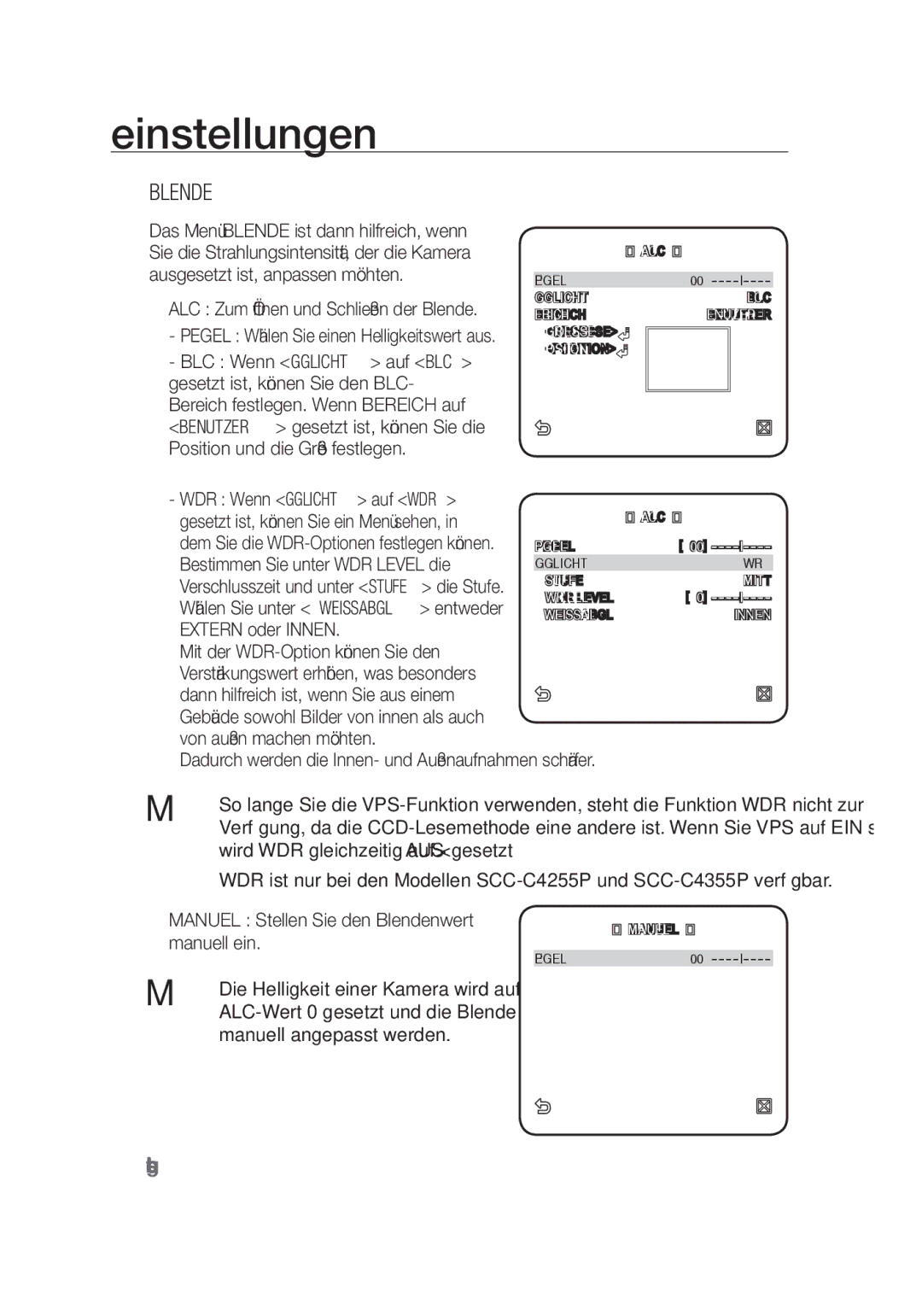 Samsung SCC-C4253P, SCC-C4355P manual Blende 