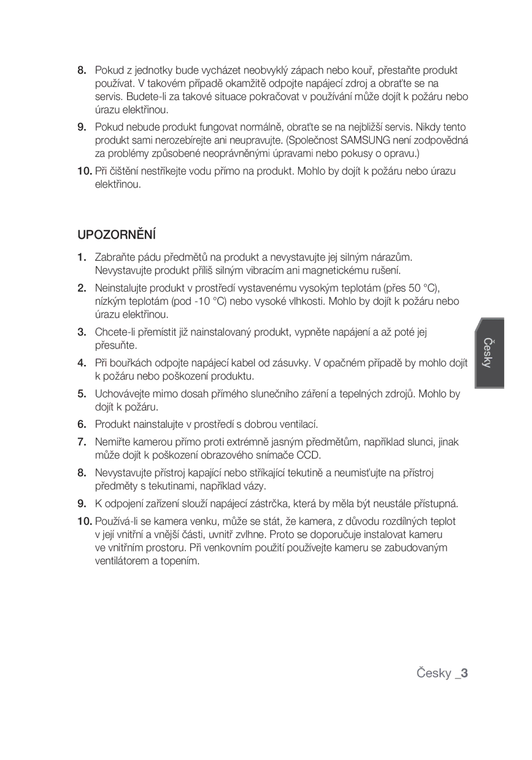 Samsung SCC-C4355P manual Česky  