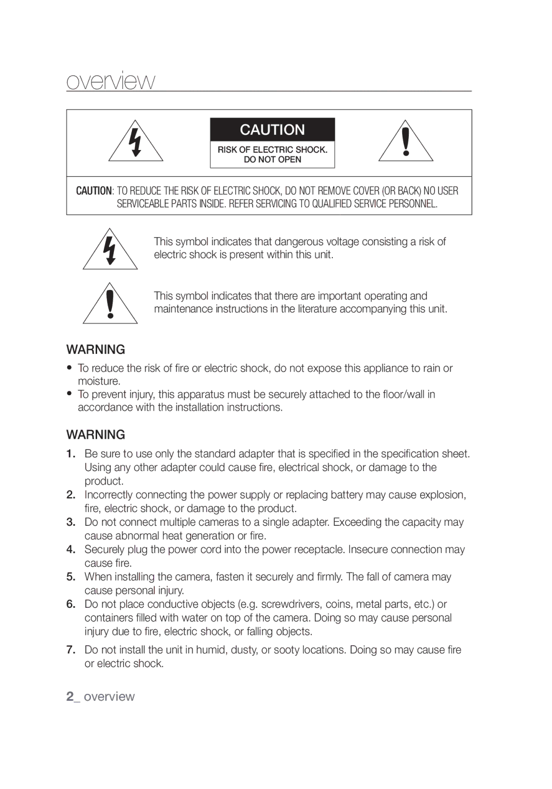 Samsung SCC-C4355P manual Overview,  overview 