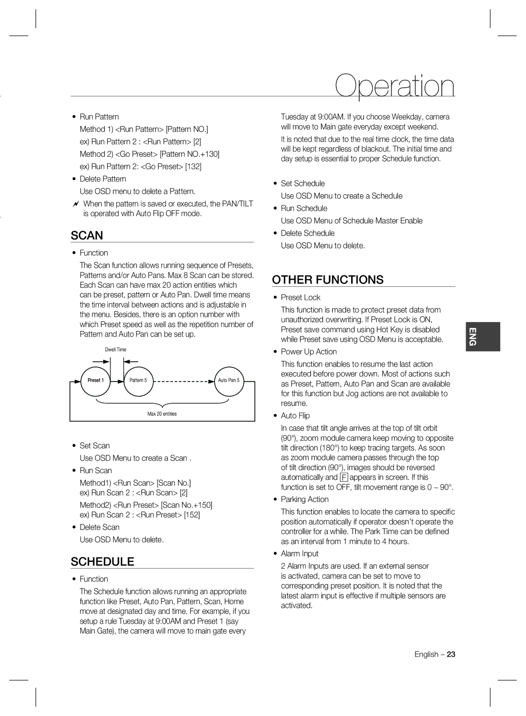 Samsung SCC-C7325, SCC-C6325, SCC-C6323 user manual Scan, Schedule, Other Functions 