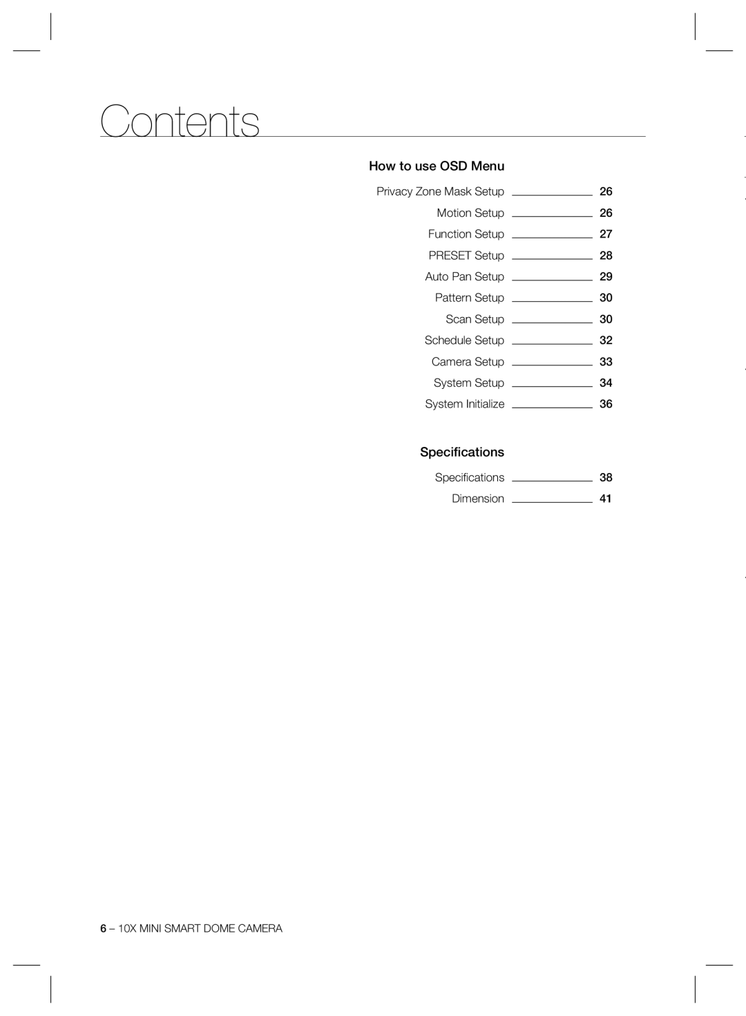 Samsung SCC-C6325, SCC-C6323, SCC-C7325 user manual How to use OSD Menu, Speciﬁcations, Motion Setup, Dimension 