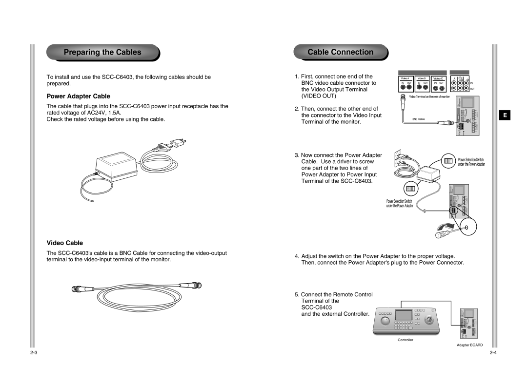 Samsung SCC-C6403 instruction manual Preparing the Cables 