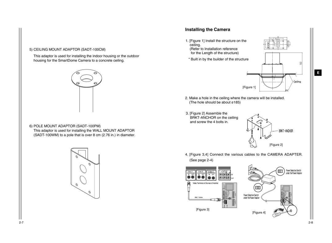 Samsung SCC-C6403 instruction manual Ceiling Mount Adaptor SADT-100CM, Pole Mount Adaptor SADT-100PM 