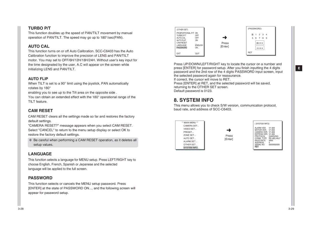 Samsung SCC-C6403 instruction manual System Info 