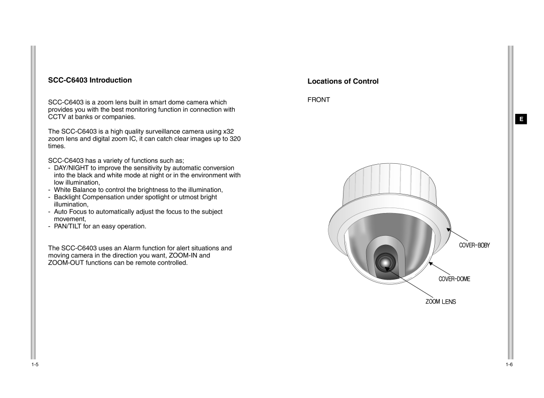 Samsung SCC-C6403 instruction manual Locations of Control 