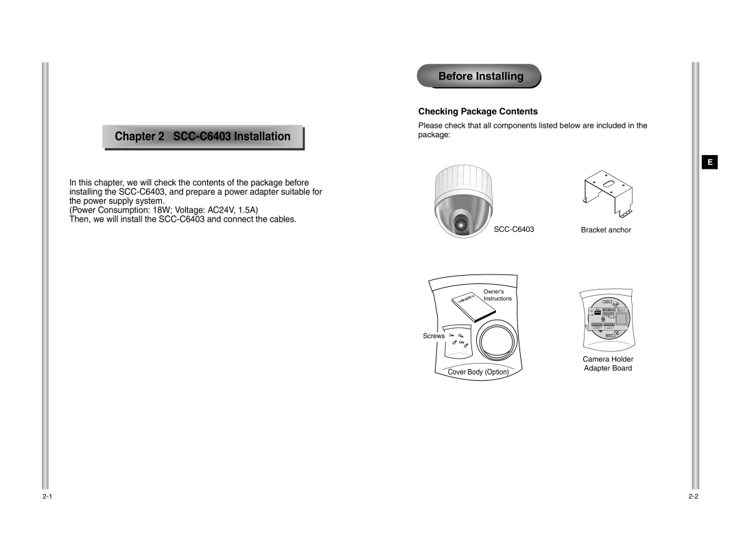 Samsung SCC-C6403 instruction manual Before Installing 