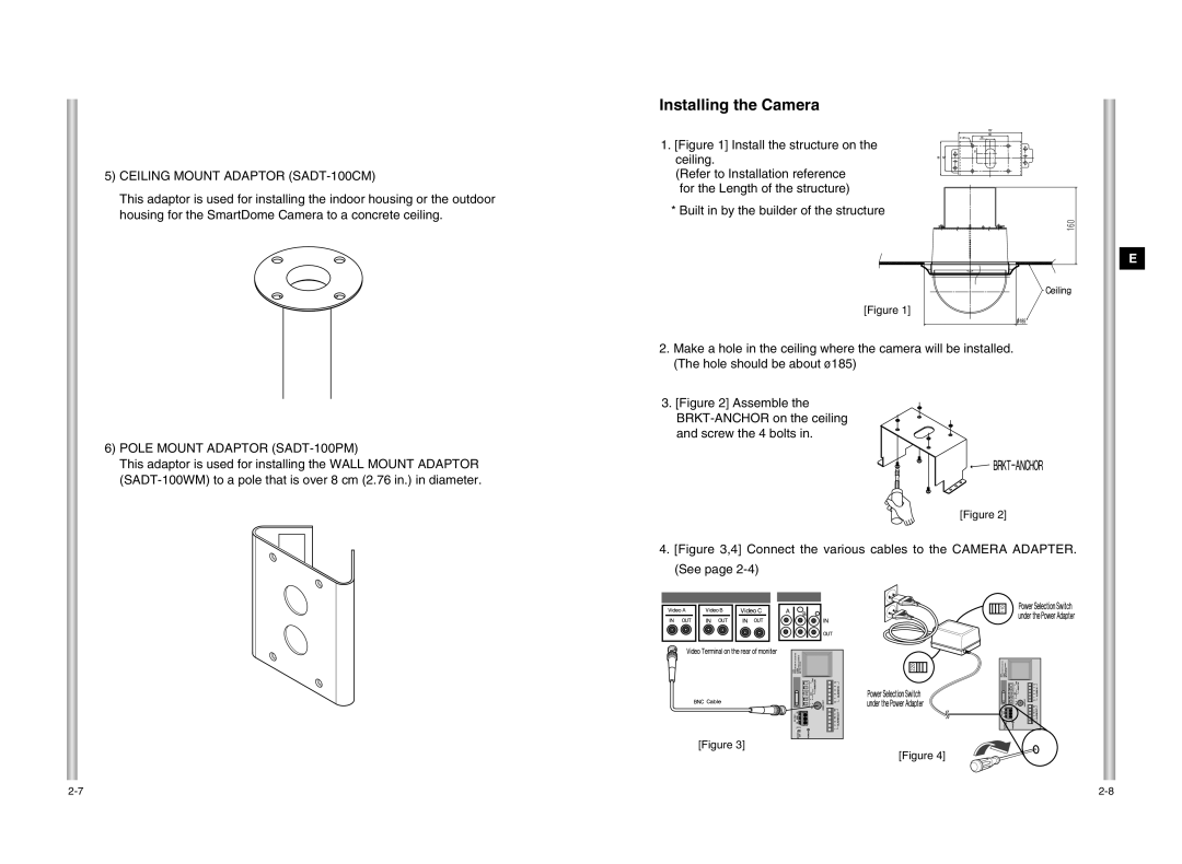 Samsung SCC-C6403P manual Ceiling Mount Adaptor SADT-100CM, Pole Mount Adaptor SADT-100PM 