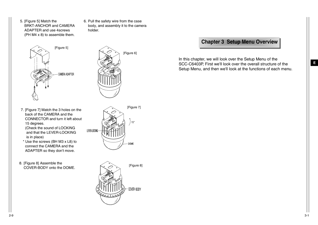 Samsung SCC-C6403P manual Setup Menu Overv iew, Assemble COVER-BODY onto the Dome 