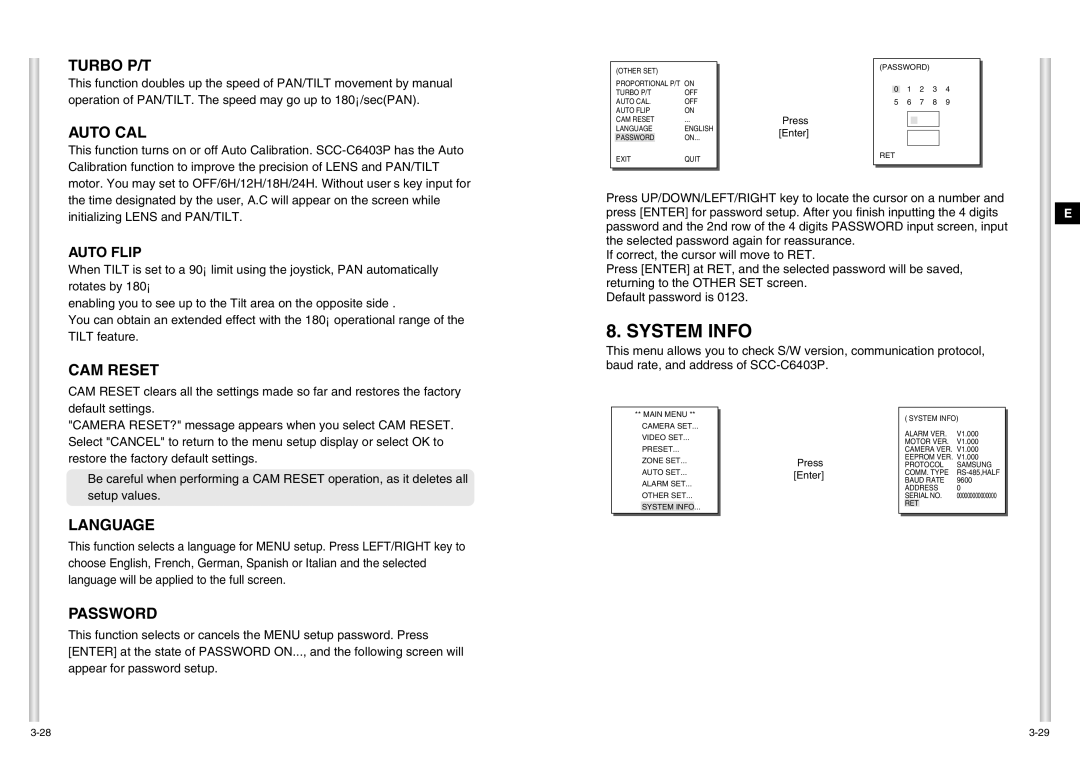 Samsung SCC-C6403P manual System Info 