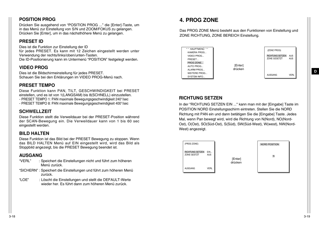 Samsung SCC-C6403P manual Prog Zone 