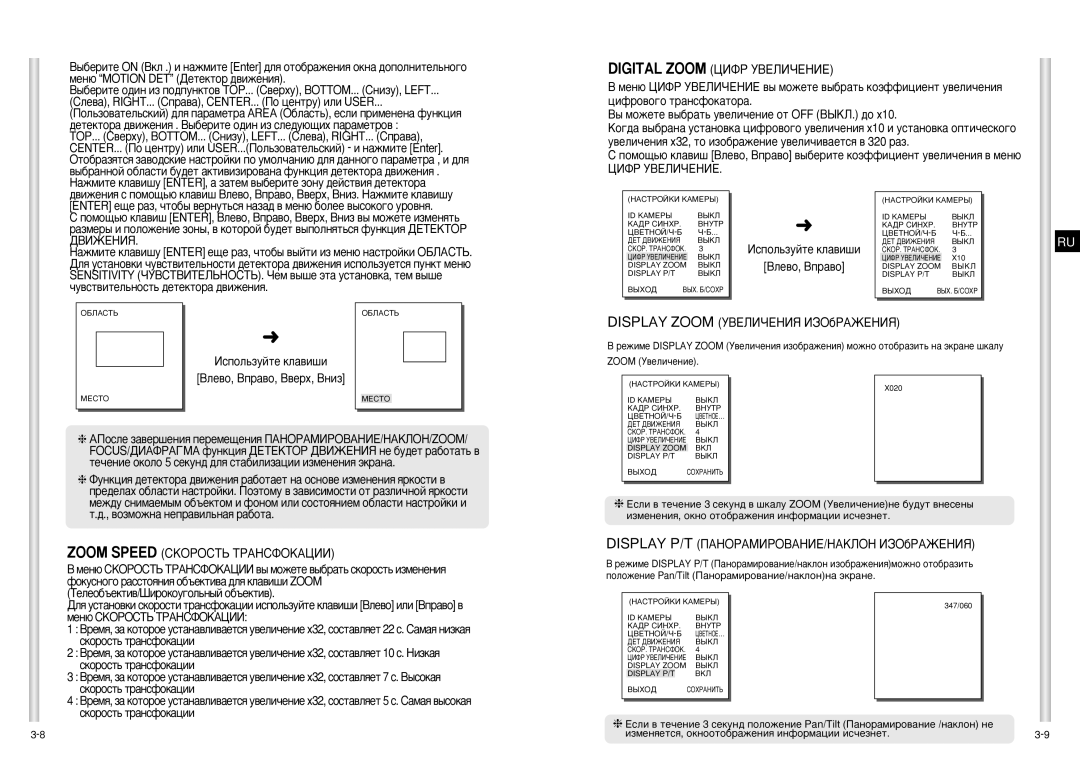 Samsung SCC-C6403P manual ÀÒÔÓÎ¸ÁÛÈÚÂ ÍÎ‡‚Ë¯Ë ÇÎÂ‚Ó, ÇÔ‡‚Ó, Ç‚Âı, Çìëá, Display Zoom ìBEãàóEHàü àáO·PAÜEHàü 