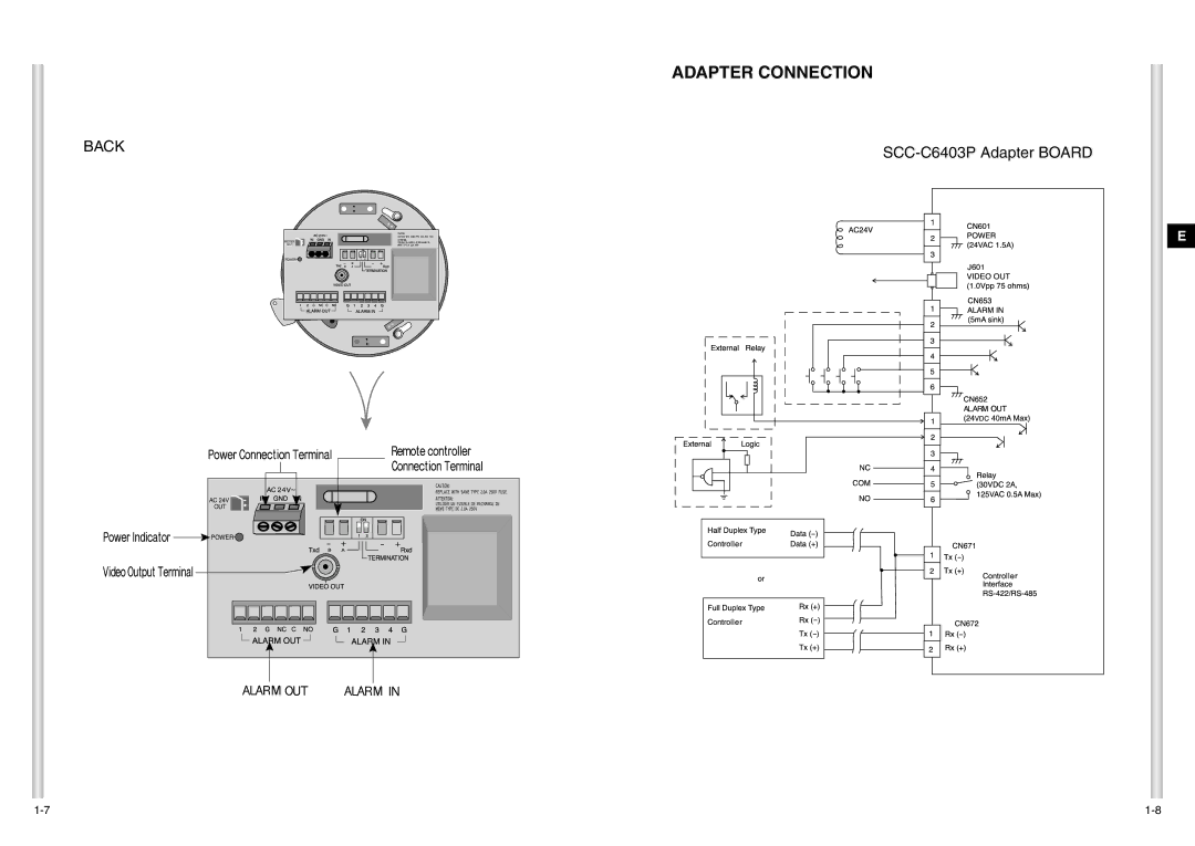 Samsung SCC-C6403P manual Adapter Connection 