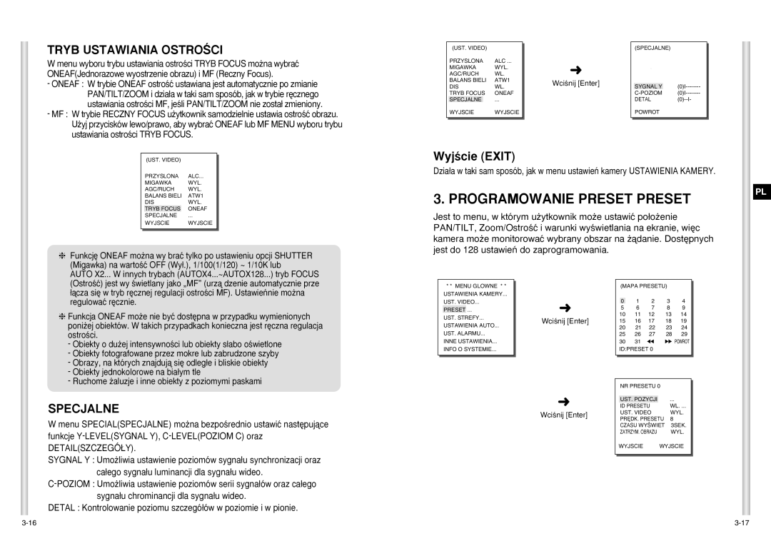 Samsung SCC-C6403P manual Tryb Ustawiania Ostroâci, Specjalne, Detailszczegó¸Y 