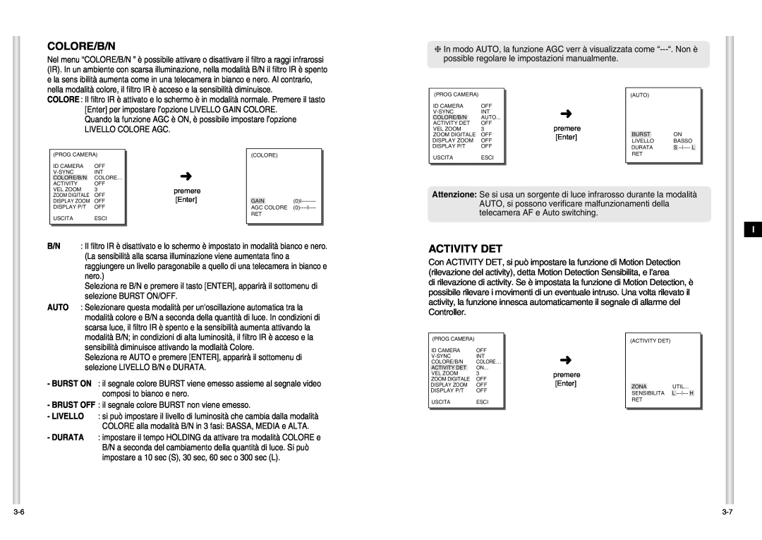 Samsung SCC-C6403P manual Colore/B/N, Activity Det 