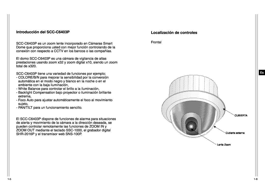 Samsung manual Introducción del SCC-C6403P, Localización de controles 