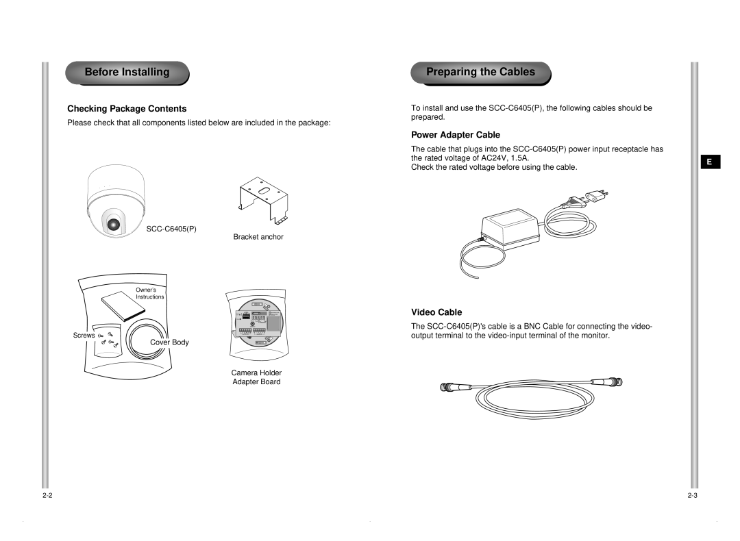 Samsung SCC-C6405P manual Before Installing 