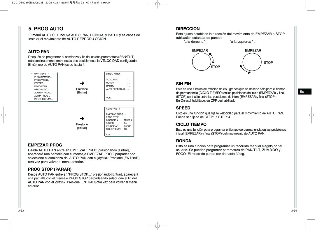 Samsung SCC-C6405P manual Prog Auto 