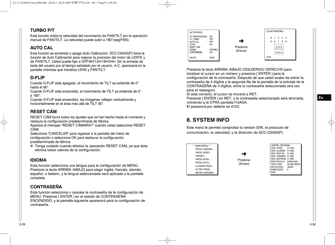 Samsung SCC-C6405P manual System Info 