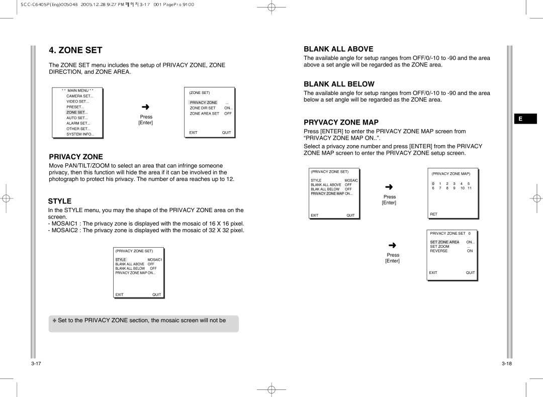 Samsung SCC-C6405(P) manual Zone SET 