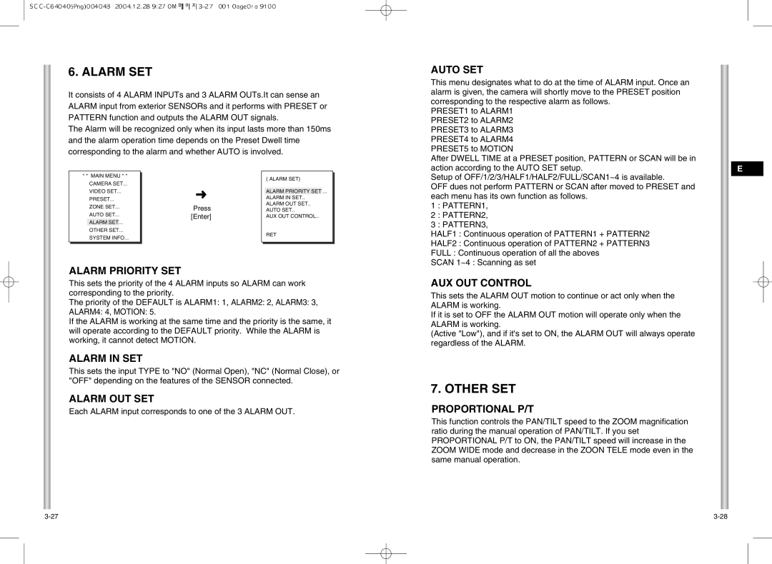 Samsung SCC-C6405(P) manual Alarm SET, Other SET 