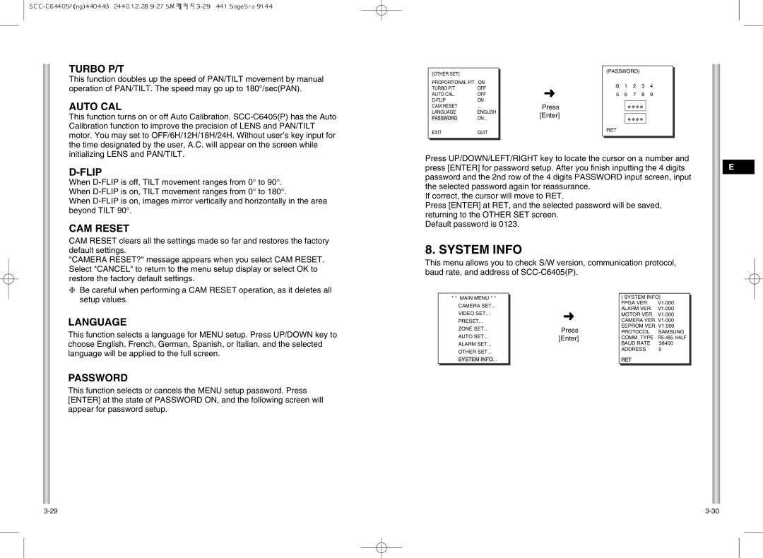 Samsung SCC-C6405(P) manual System Info 