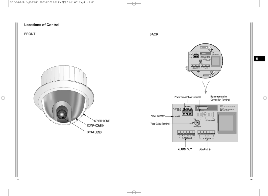 Samsung SCC-C6405(P) manual Locations of Control 