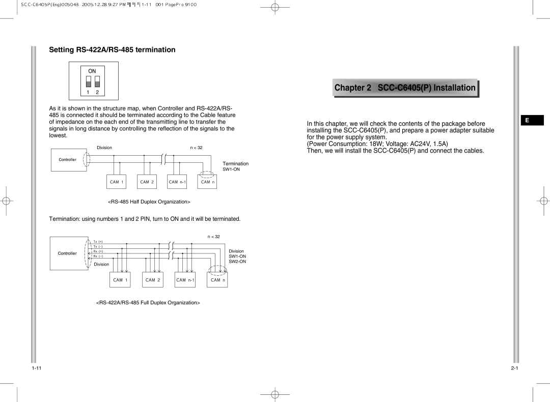 Samsung SCC-C6405(P) manual CC- C6405P Installatio n 