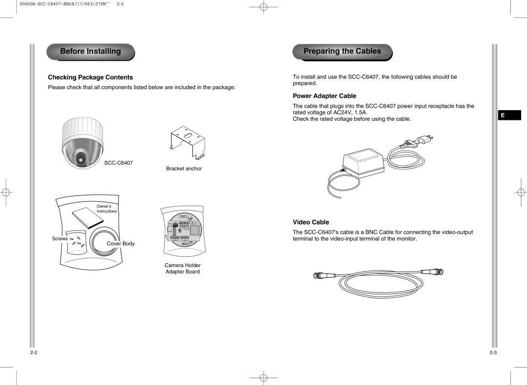 Samsung SCC-C6407 instruction manual Before Installing 