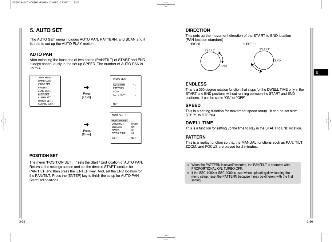 Samsung SCC-C6407 instruction manual Auto SET 