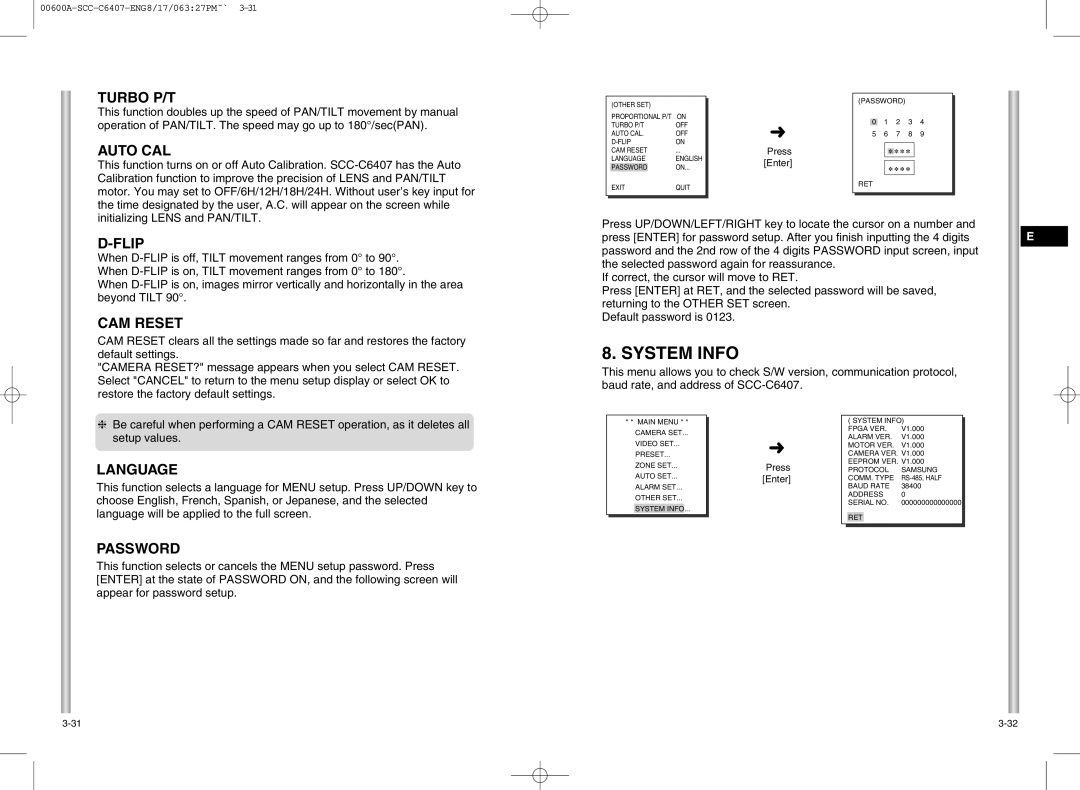 Samsung SCC-C6407 instruction manual System Info 