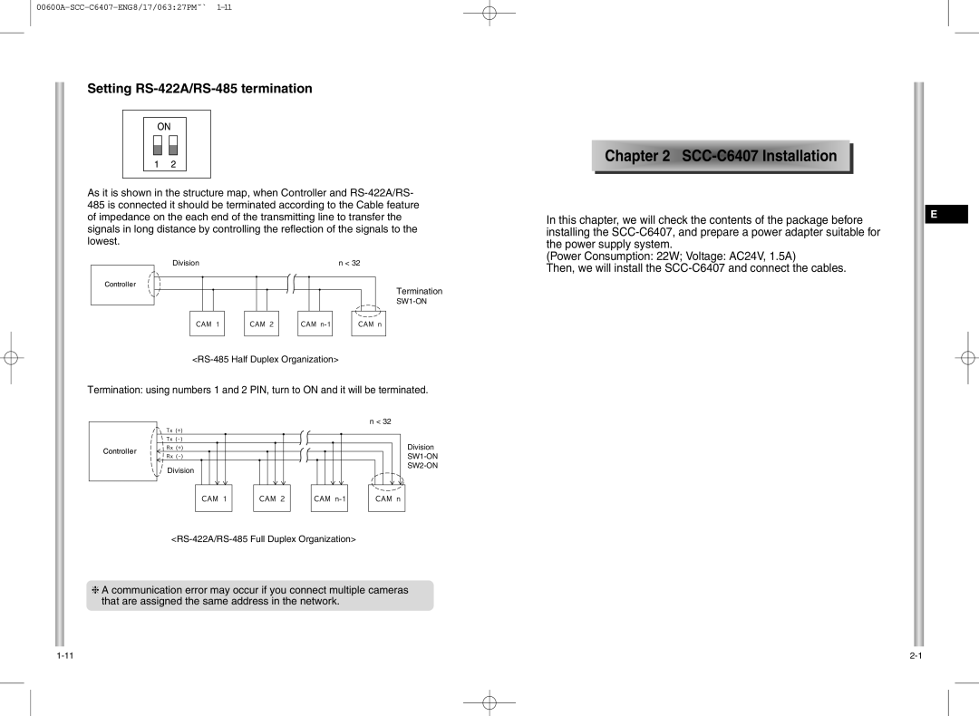 Samsung SCC-C6407 instruction manual CC- C6407 Installatio n 