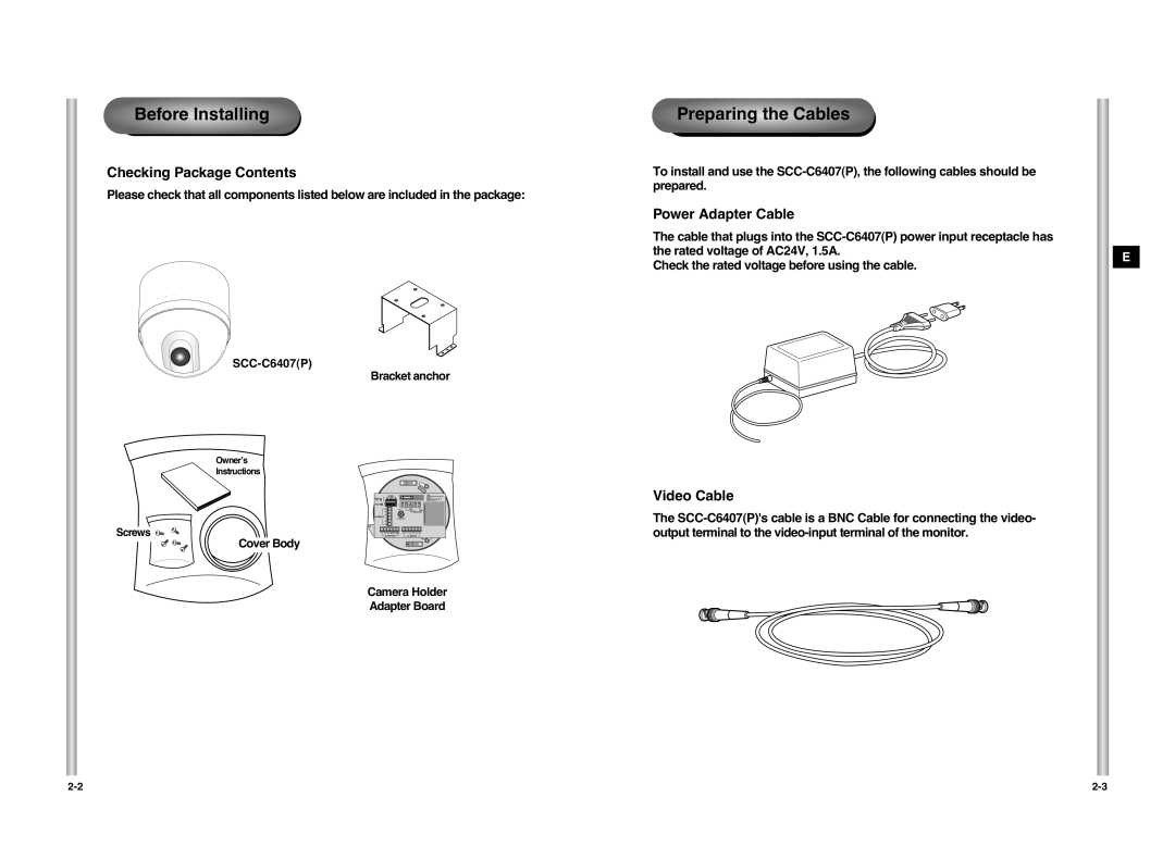 Samsung SCC-C6407P manual Before Installing 