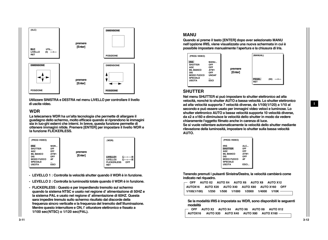 Samsung SCC-C6407P manual ALC BLC Util Livello RET 