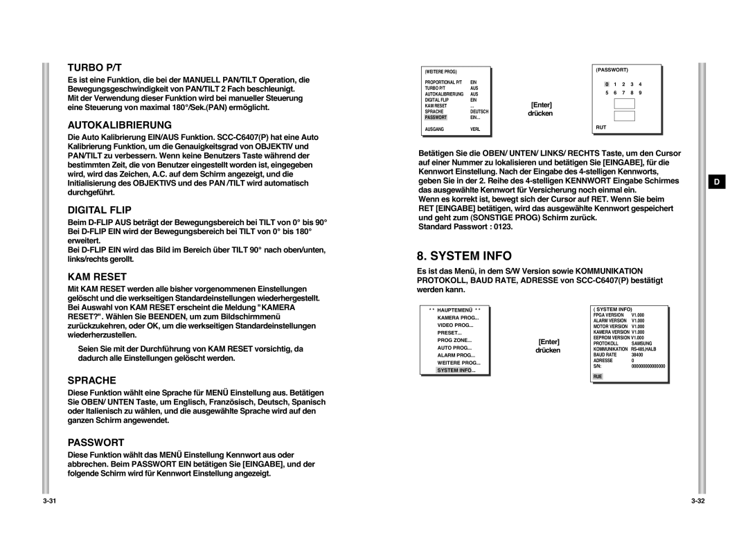 Samsung SCC-C6407P manual System Info 