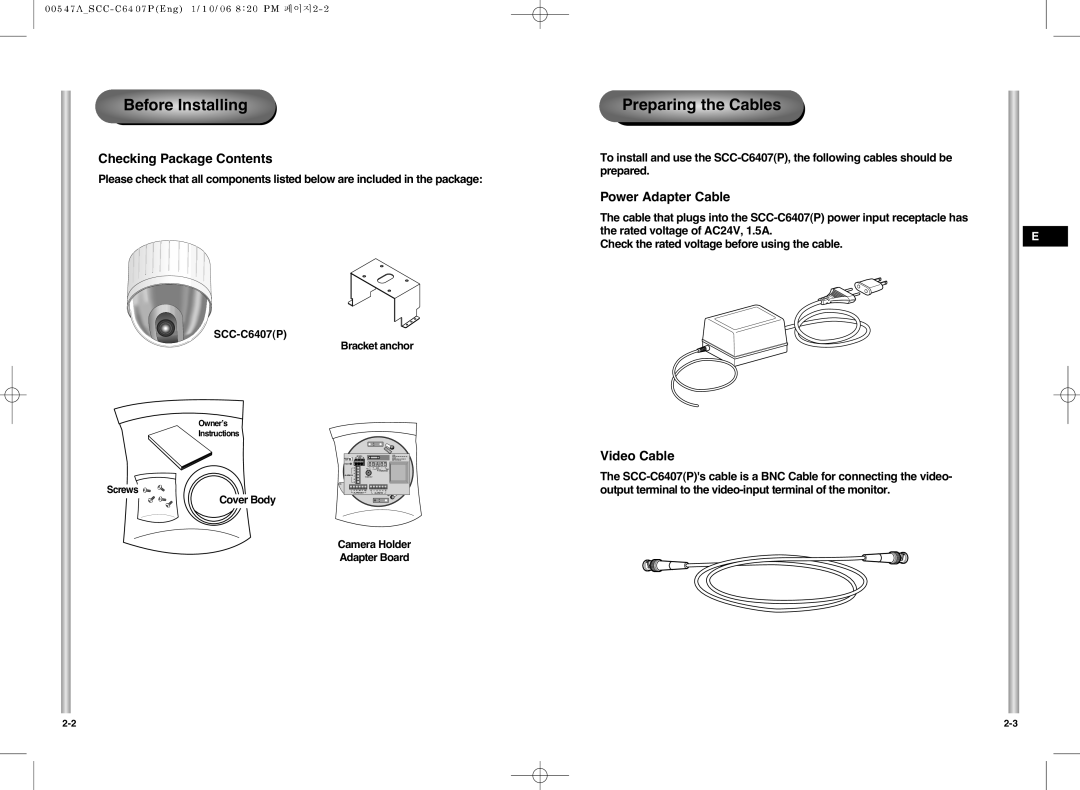 Samsung SCC-C6407(P) instruction manual Before Installing 