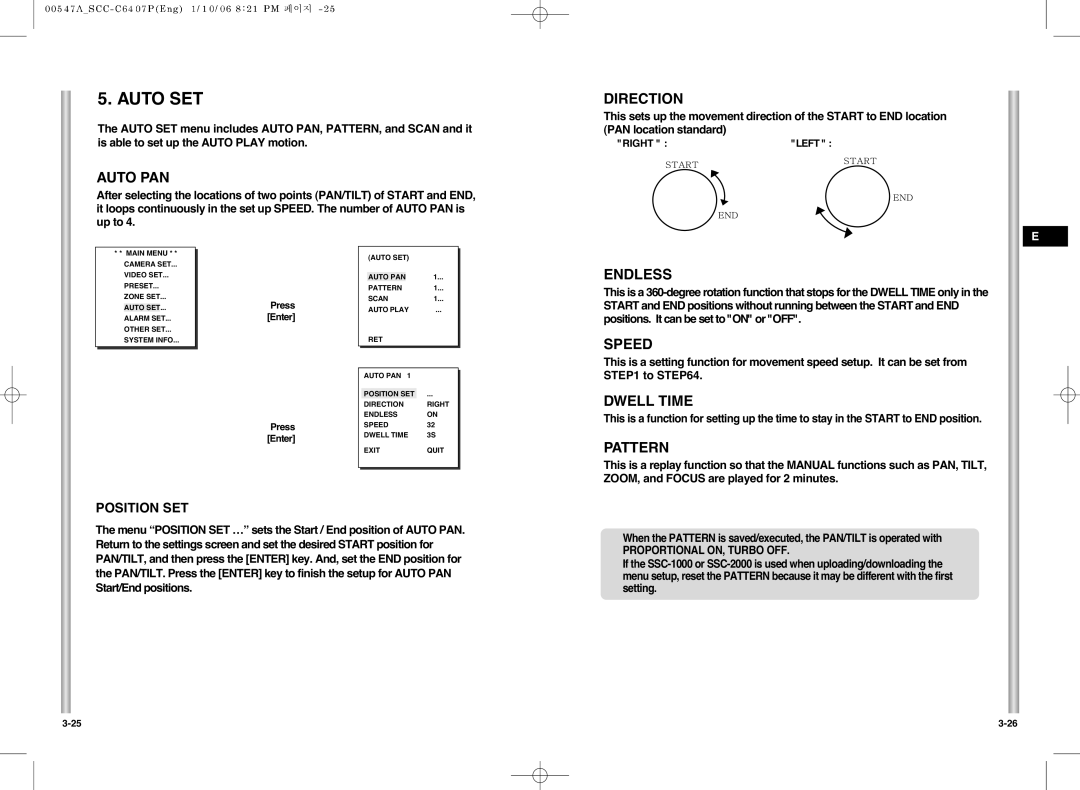 Samsung SCC-C6407(P) instruction manual Auto SET 