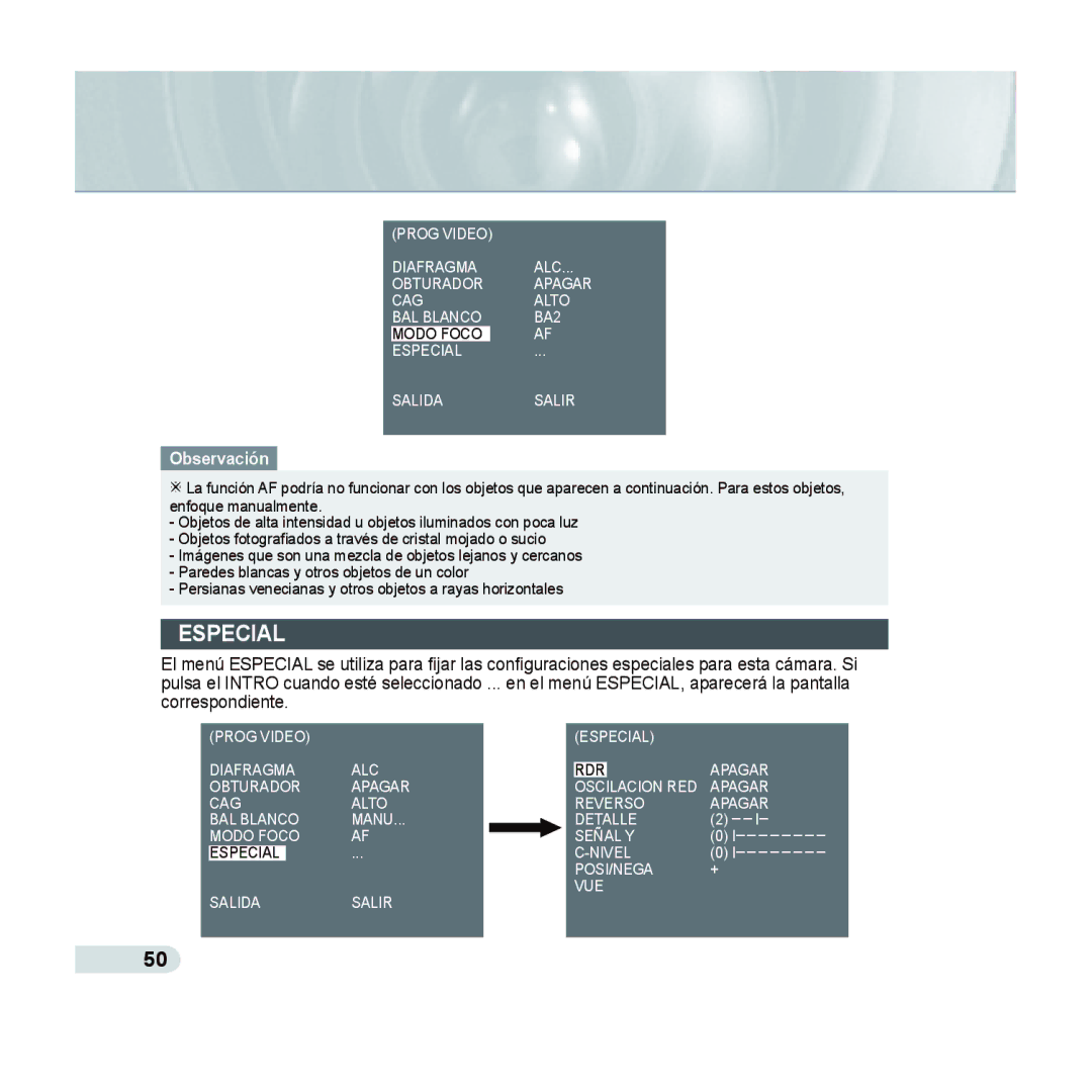 Samsung SCC-C6433P, SCC-C6435P manual Especial 