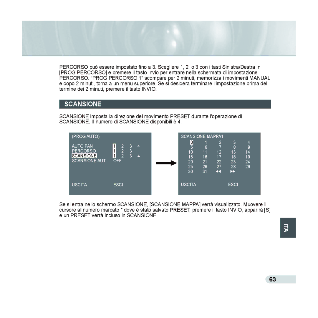 Samsung SCC-C6435P, SCC-C6433P manual Scansione 