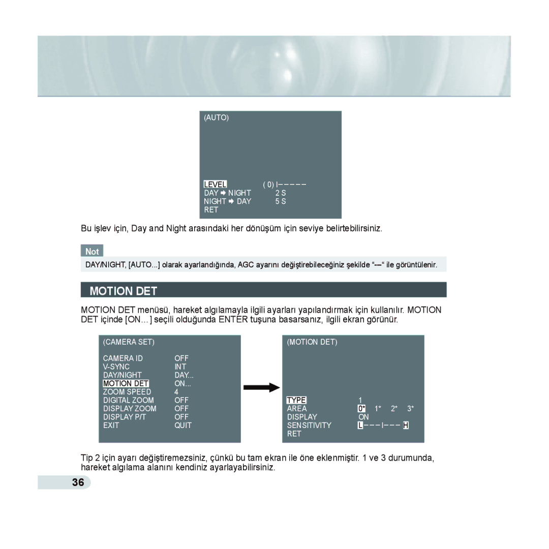 Samsung SCC-C6433P, SCC-C6435P manual Motion DET 