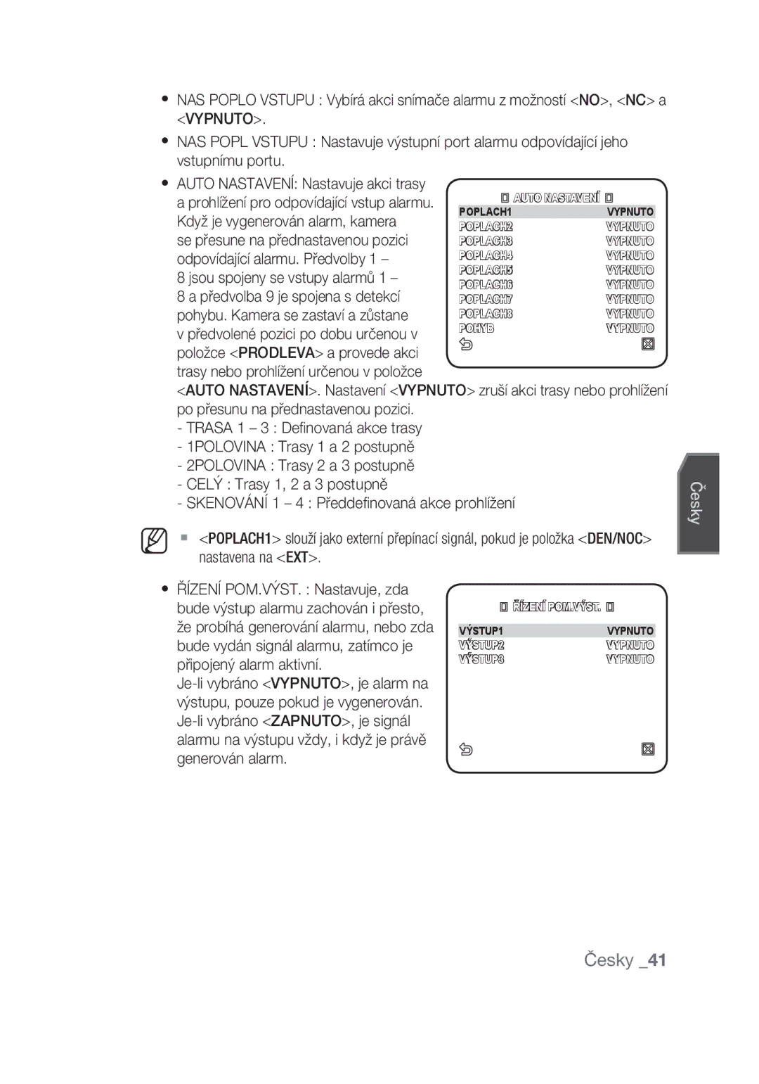 Samsung SCC-C6439N Když je vygenerován alarm, kamera, Se přesune na přednastavenou pozici, Odpovídající alarmu. Předvolby 