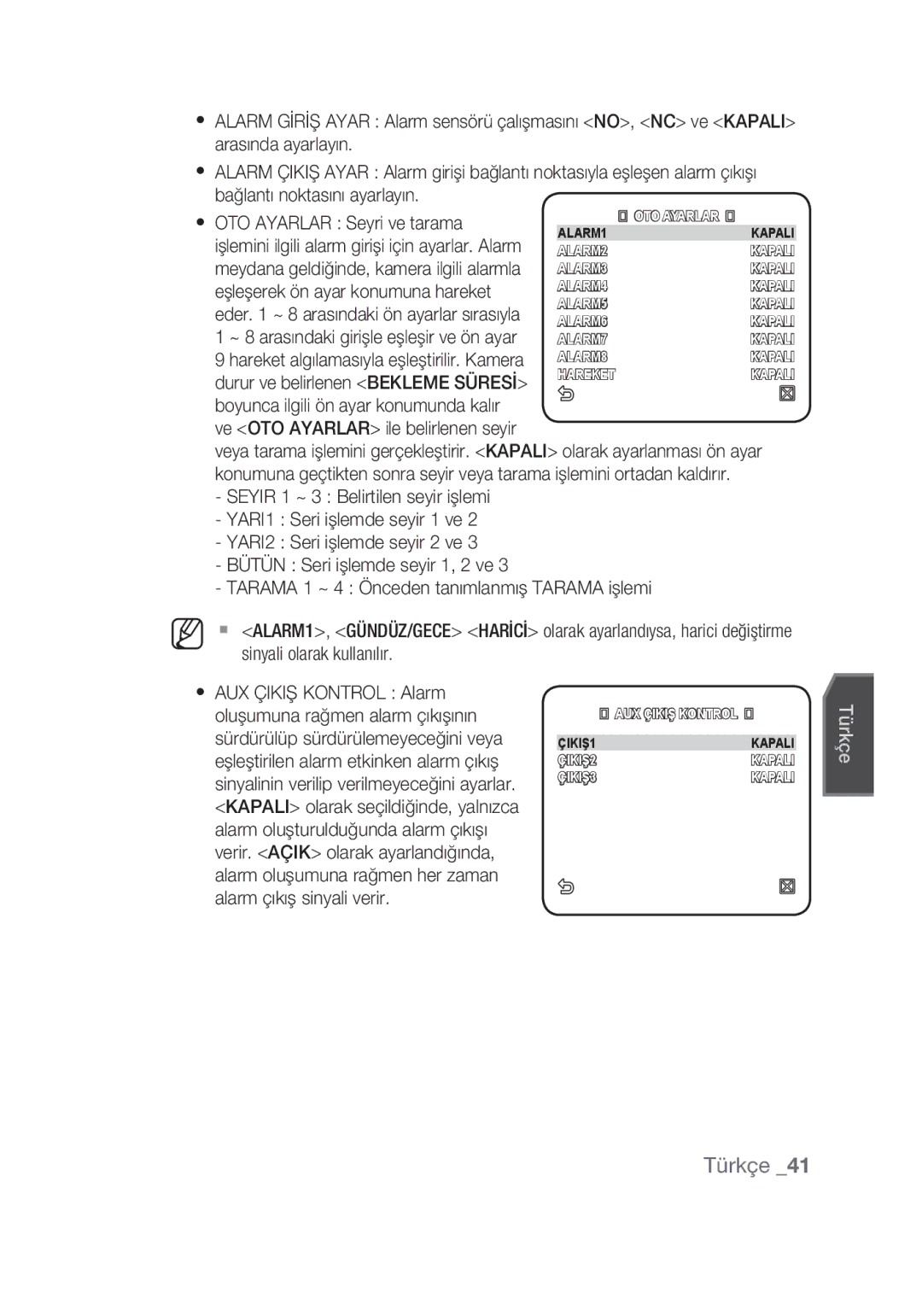 Samsung SCC-C6439N, SCC-C6439P manual Ve OTO Ayarlar ile belirlenen seyir 