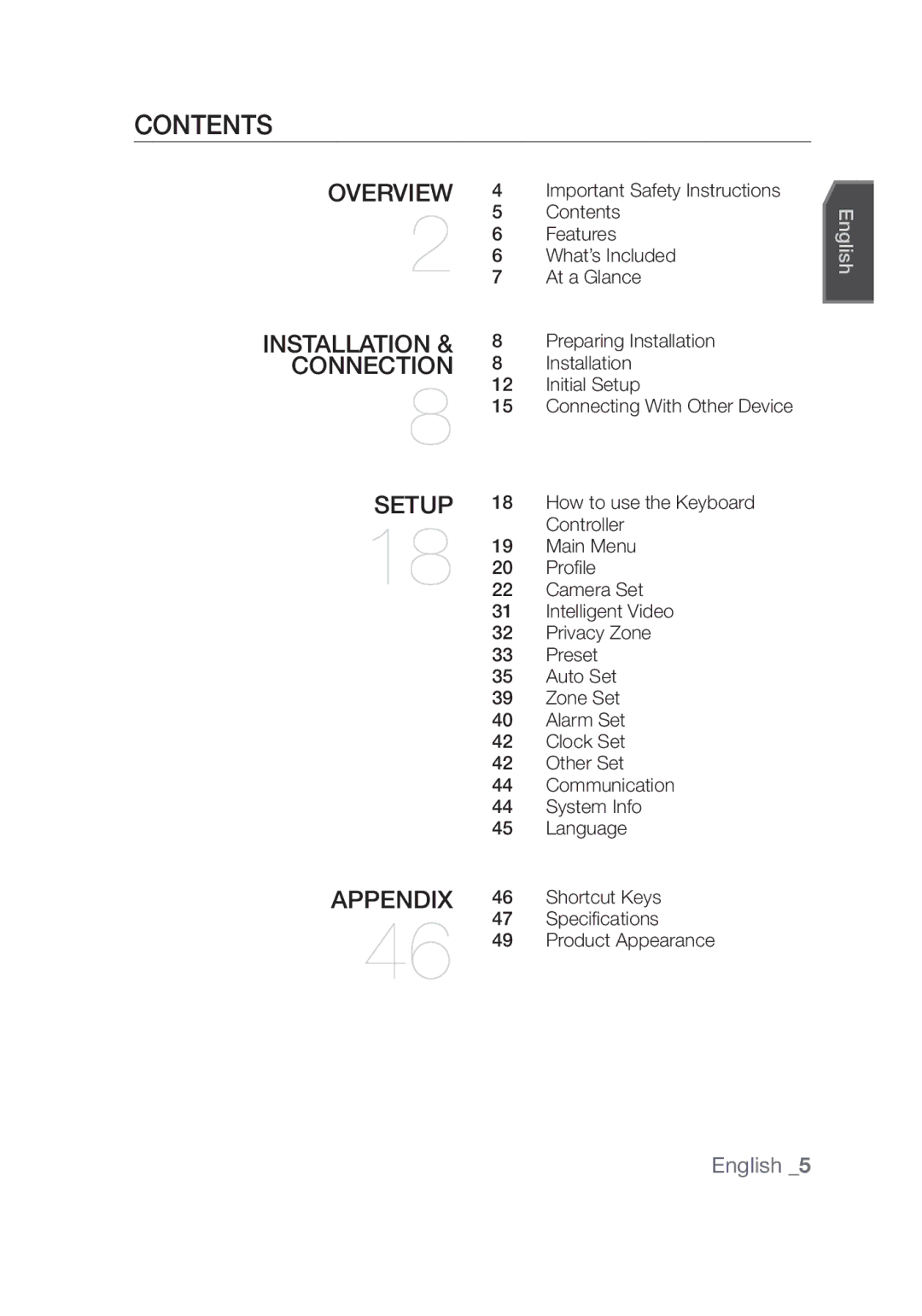 Samsung SCC-C6439N, SCC-C6439P manual Contents 