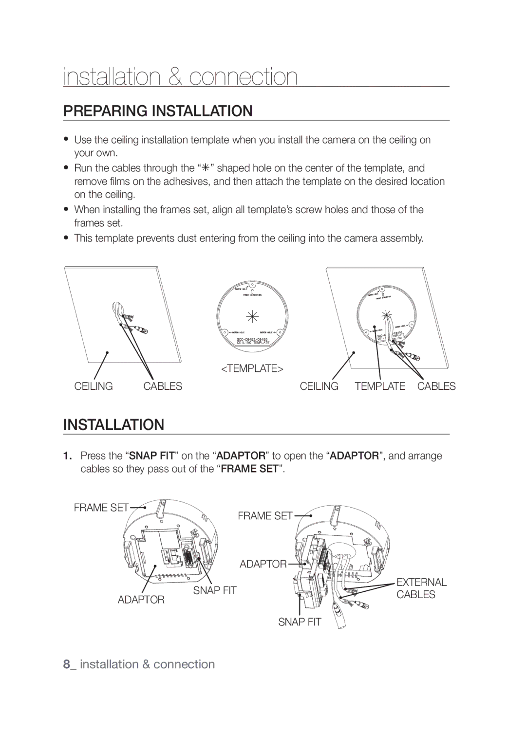 Samsung SCC-C6439P, SCC-C6439N manual Installation & connection, Preparing Installation,  installation & connection 