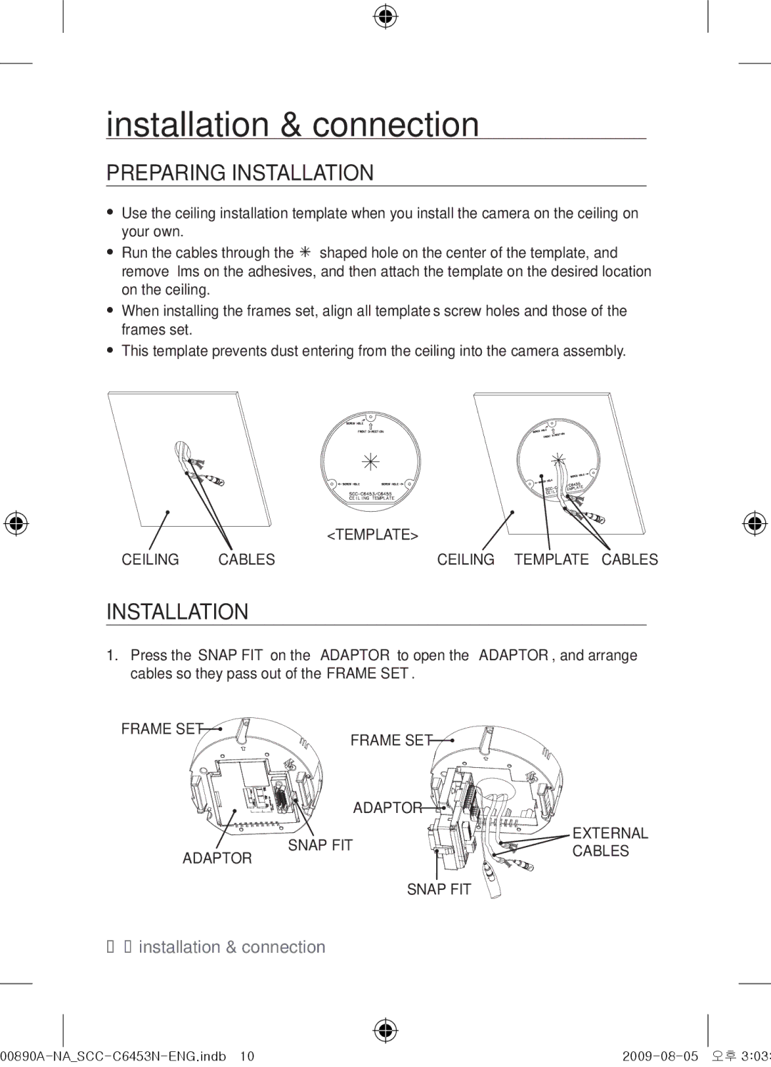 Samsung SCC-C6453N user manual Preparing Installation 