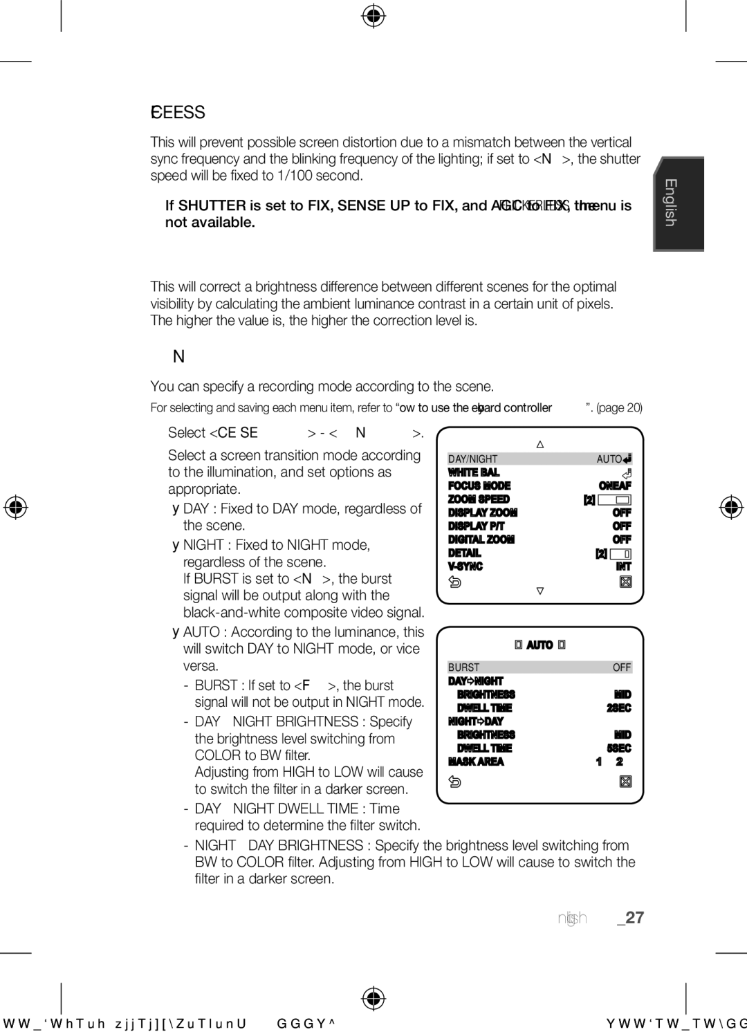 Samsung SCC-C6453N user manual Flickerless, Xdr, Day/Night, You can specify a recording mode according to the scene 